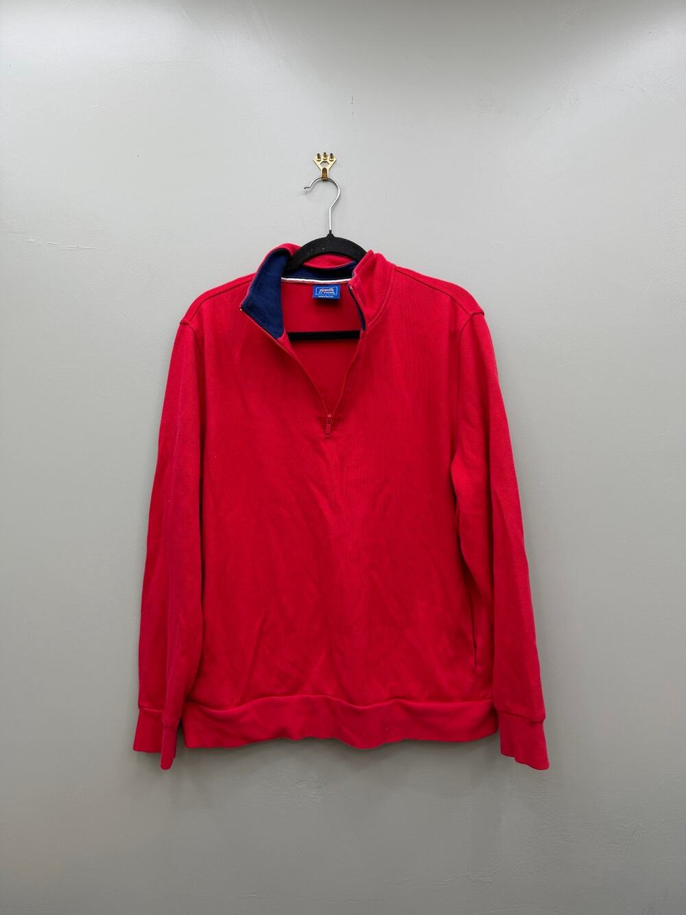 Le Tigre Red Quarter Zip Pullover Sweatshirt Men's XL Preppy Casual